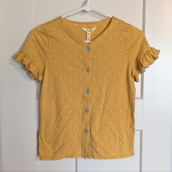 Matilda Jane NWT Don't Stop Dancing Gold Button Up Tee sz 10 - Picture 1 of 3